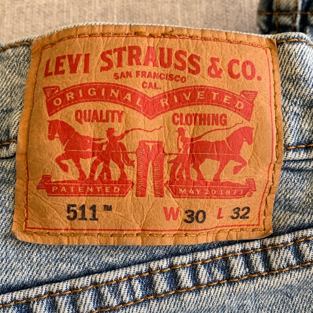 Levi's 511 Slim Straight Saddle-Ready Western Boyfriend Blue Jeans 30x32 EUC